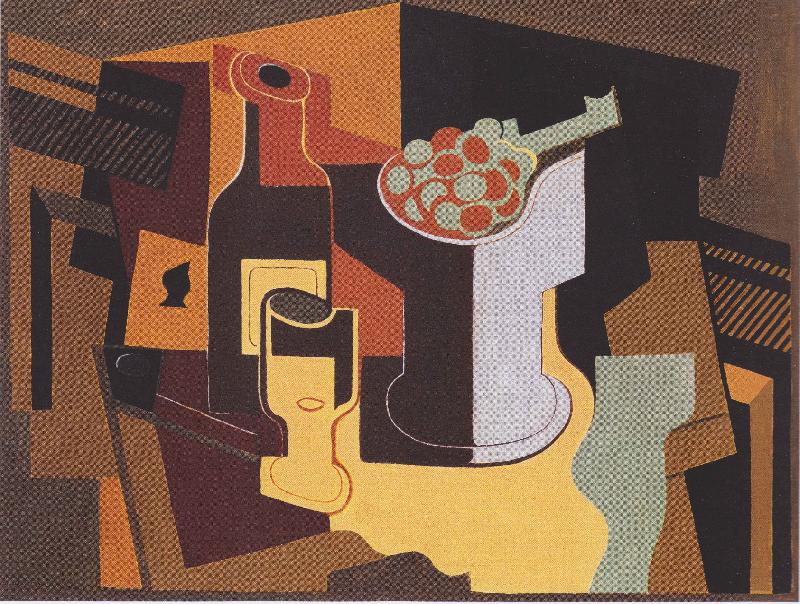 Juan Gris Flasche und Obstschale